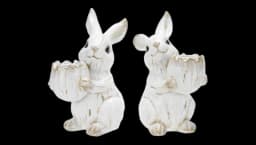Bunny Easter Candlestick Holder Set Of 2 - White