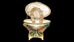 Ornate Butterfly Gemstone Jewelry Music Trinket Box