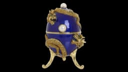 Faberge Egg with Dragon Music Playing Egg - Blue