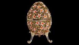 Faberge Egg Decorated With Flowers - 24K Gold/925 Silver