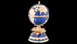 Easter Egg Trinket Jewel Box Globe - Blue/Gold