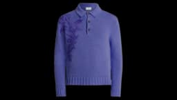 Floral-Embroidered Polo Shirt - Purple