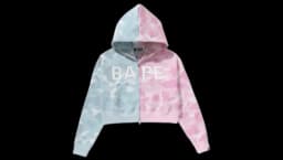 Crystal Logo Pastel Color Camo Half Full Zip Hoodie - Pink/Blue