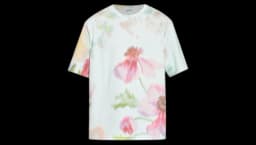 Floral-Print Cotton T-Shirt - Light Blue