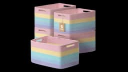 Woven Storage Baskets Set Of 5 - Pastel Rainbow