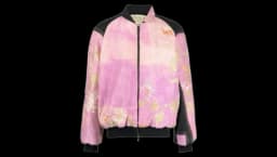 Floral-Embroidered Bomber Jacket - Pastel Pink