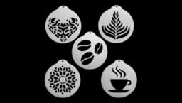 Latte Art Templates Stainless Steel 5 Pieces