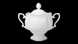 Lomonosov Porcelain Sugar Bowl Natasha Golden Edge 300 ml - White/Gold