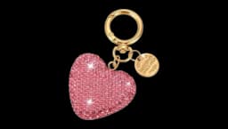 Sparkling Rhinestone Heart Keychain - Pink/Gold