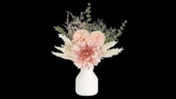 Small Artificial Flowers in Ceramic Vase - Pink/White