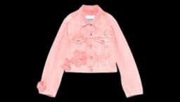 Floral-Appliqué Denim Jacket - Pink