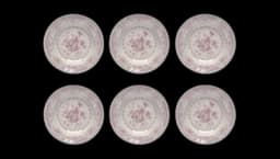 Floral-Print Plate Set Of 6 - Pink/White