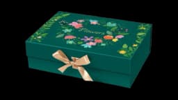Elegant Magnetic Gift Box with Ribbon Closure - Green/Floral