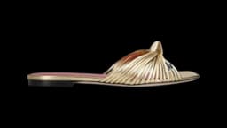 Leather Annet Slides - Gold-Tone