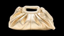 Mini Ruched Leather Clutch Bag - Gold-Tone