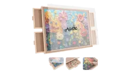 1500 Pieces Rotating Puzzle Board - Natural Wood-4 Drawers