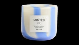 Scented Candle in Glass Holder - Blue Striped/Minted Fig