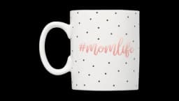 Mom Life Ceramic Coffee Mug - White/Black/Pink