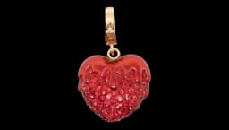 Heart-Shape Pendant - Red/Gold-Tone