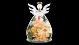Preserved Rose Forever Flower in Glass Angel Figurine