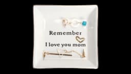 I Love You Mom Ceramic Ring Dish Jewelry Tray - White/Gold