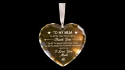Heart-Shaped Glass Desk Ornament for Mother - Clear/White