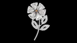 Rhinestone-Embellished Floral Brooch - Silver-Tone