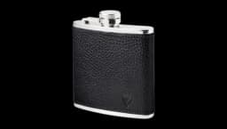 Classic 148ml Leather Hip Flask - Black Pebble