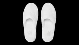 Cotton Towelling Embroidered Slippers - White
