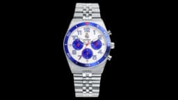 Silver Steel Watch - White/Blue Dial