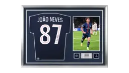 Joao Neves Official UCL Back Signed and Hero Framed 2025-26 Home Shirt
