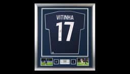 Vitinha Official UCL Back Signed and Framed Paris Saint-Germain 2025-26 Home Shirt