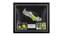 Ronaldo Signed Mercurial Silver Boot In Bubble Frame: Option 1