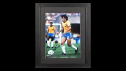 Zico Signed Brazil Photo In Black Wooden Frame: 1982 World Cup