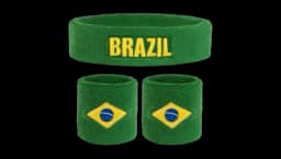 Brazil Headband & Wristbands Set - Green/Yellow/Blue