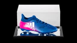 Mousa Dembele Signed Blue and Pink Adidas X Techfit Boot In Acrylic Case