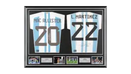 Alexis Mac Allister & Lautaro Martinez Signed Argentina Home Shirts In Classic Dual Frame