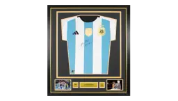 Alexis Mac Allister Official 2022 World Cup Front Signed & Framed Argentina 2022 Home Shirt