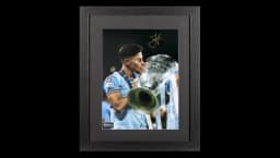 Julian Alvarez Signed Manchester City Photo In Black Wooden Frame: 2023 UCL