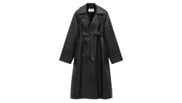 Long Coat in Plunged Lambskin - Black