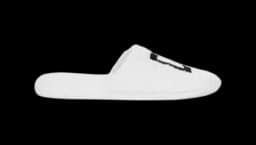 Embroidered-Logo Cotton Slippers - White/Black