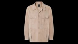 Pocket-Details Leather Sahariana Jacket - Beige