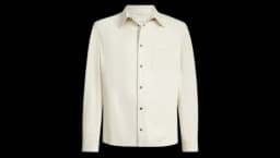 Chest-Pocket Long-Sleeve Leather Shirt - Ivory