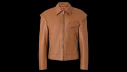 Deer-Effect Nappa Leather Blouson - Cognac