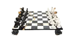 Gold Leaf Bones of Stone Chess Set - Black