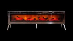 Luxury TV Cabinet with LED Electric Fireplace & Remote Control Silver 180cm