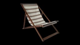 Vintage Oxford Stripe Dehors Deck Chair - Sand/Deep Ocean/Chili/Antique Gold (F6J4)