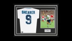 Alan Shearer Back Signed England 1996 Home Shirt In Hero Frame: Option 1