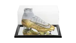 Cristiano Ronaldo Signed Silver & Gold Mercurial Vapor Boot In Acrylic Case