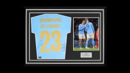 Jack Grealish & Erling Haaland Back Signed 2023-24 Home Shirt: COF Edition In Hero Frame: Option 1